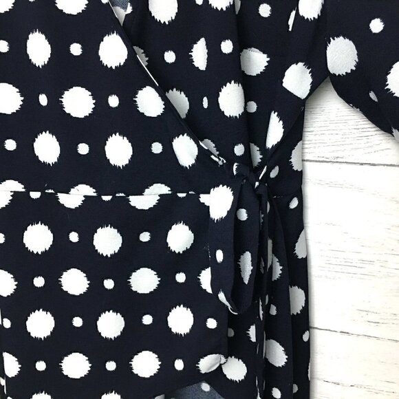 Laurie Felt Women's Black and White Blouse Wrap Top Long Sleeves Medium - Picture 4 of 10